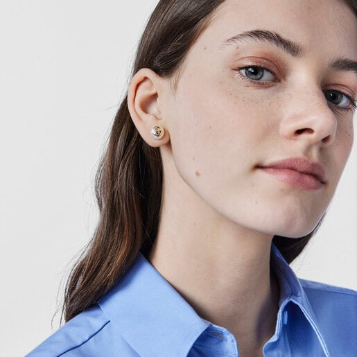 Gold Rosa d'Abril Earrings with Pearl