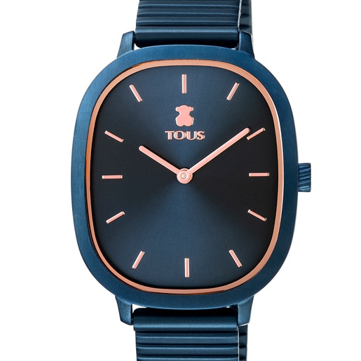 Montre Heritage Brick en acier IP bleu/rosé
