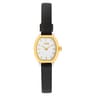 14kt gold oval Watch with analog Swiss movement and leather bracelet Les Classiques Mini