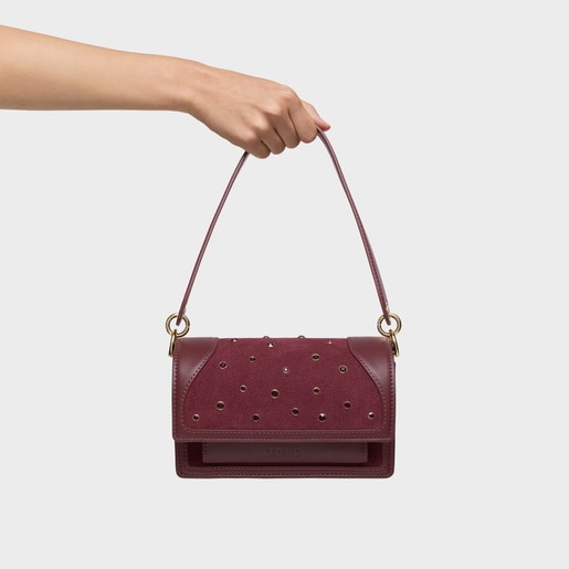 Small burgundy-colored Crossbody bag TOUS Audree Strass