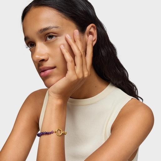 Pulsera con baño de oro de 18 kt sobre plata y amatista Hold