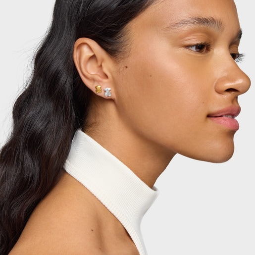 Silver bear Earrings Icon Metal