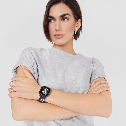 Smartwatch with nylon strap and lilac silicone strap B-Connect