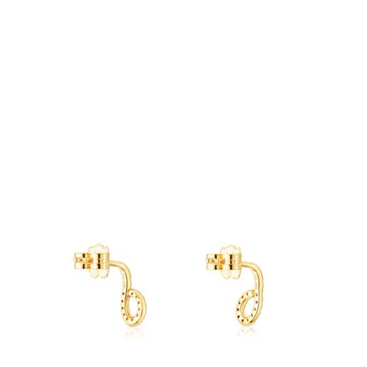 Gold Bent Earrings with diamonds