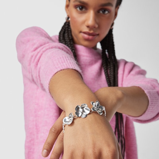 Серебряный браслет с цветами Fragile Nature