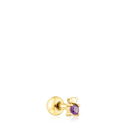 Gold-colored IP steel and amethyst New Motif Bear piercing
