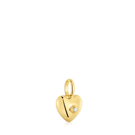 Gold Pendant with small heart diamond My Other Half