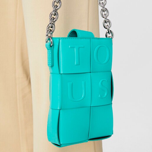 Mini bolso turquesa y marrón TOUS Damas