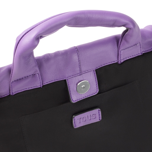 תיק TOUS Cloud בינוני עם רצועת כתף אחת מעור בצבע ורוד לילך