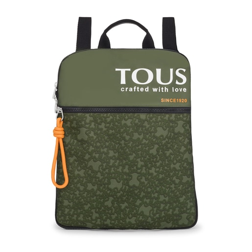 Flat khaki-colored nylon Kaos Mini Evolution Backpack | TOUS