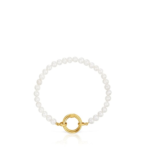 Bracelet with cultured pearls and 18kt gold plating over silver Hold