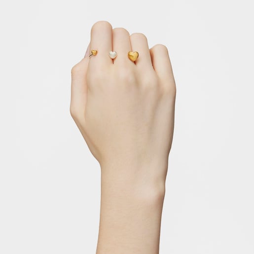 טבעת Double פתוחה My Other Half במוטיב לב גדול בשני גוונים