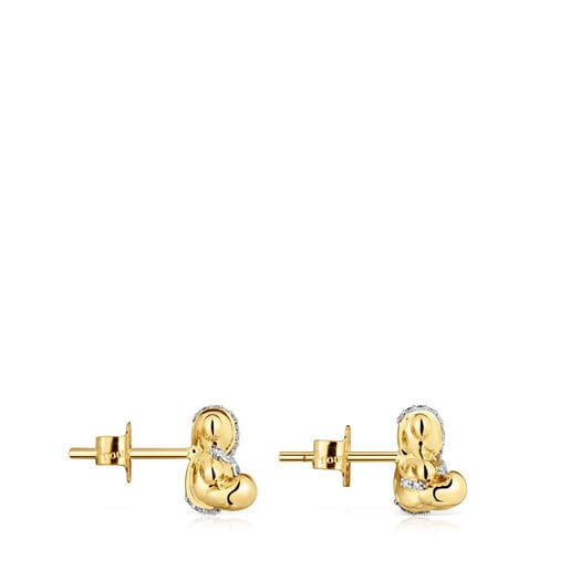 Small gold and diamonds bear Earrings Lligat