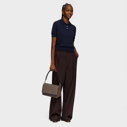 Bandolera mediana marrón Audree Kaos Mini Lines