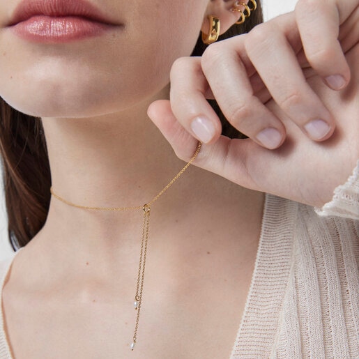 Silver Vermeil Nenufar petal Necklace with Pearl