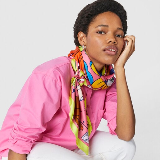 צעיף TOUS Magic Flowers ורוד