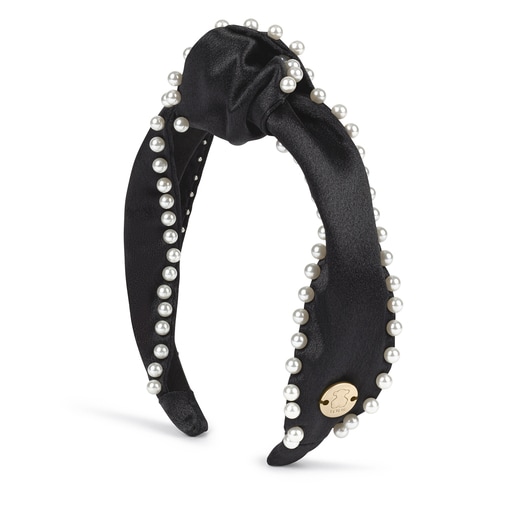 Black Niecy Pearls Headband