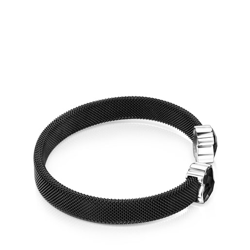 Black IP Steel Mesh Color Bracelet with Onyx | TOUS