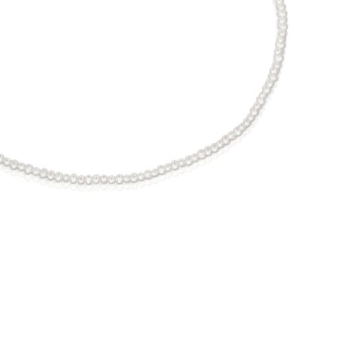 Cultured pearl Tsuri Necklace with silver motif