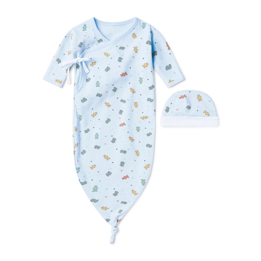 Conjunto de pijama e gorrinho de bebé Charms azul celeste