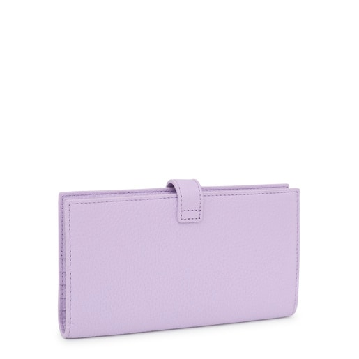 Large lilac-colored leather Flap Wallet TOUS Miranda | TOUS