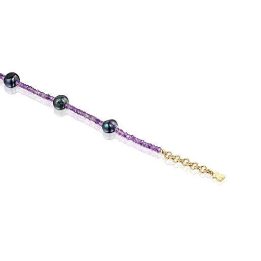 Amethyst TOUS Color Necklace with gray pearls