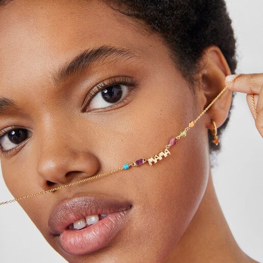 Колье TOUS Mama из вермеля с драгоценными камнями