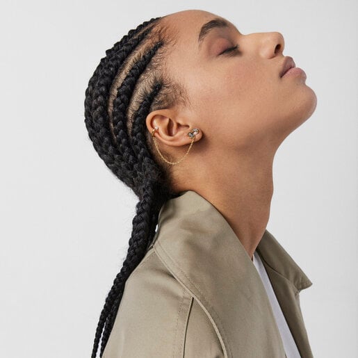 Nocturne 1/2 Earring in Silver Vermeil with Diamonds and Pearl