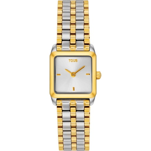 ساعة تناظرية بسوار من الصُلب باللونين الذهبي والفولاذي من تشكيلة TOUS 1950