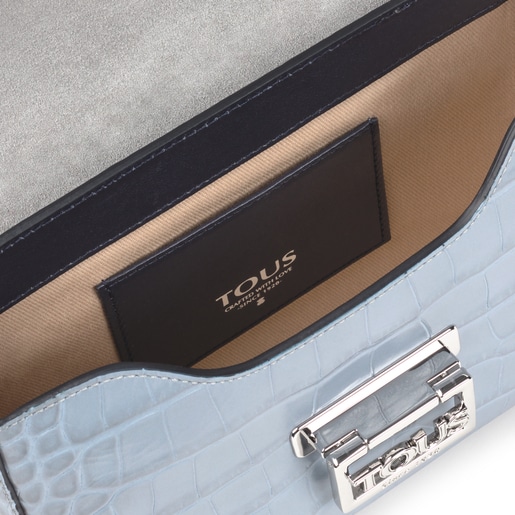 Bandolera Tous Legacy Wild azul celeste de piel