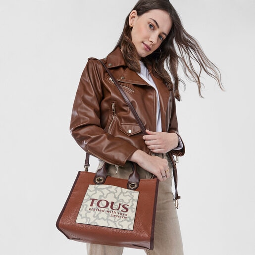 Средняя разноцветная и коричневая сумка-shopping Amaya Kaos Icon