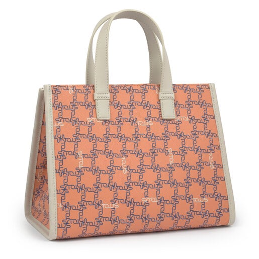 Stredne veľká oranžová nákupná taška Amaya s logogramom