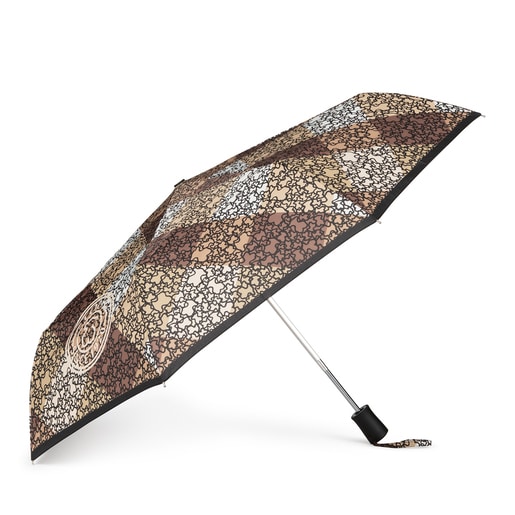 Skládací Deštník Kaos Mini Stamp v hnědé barvě