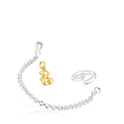 Set of two silver and silver vermeil TOUS Steps Charms with silver chain