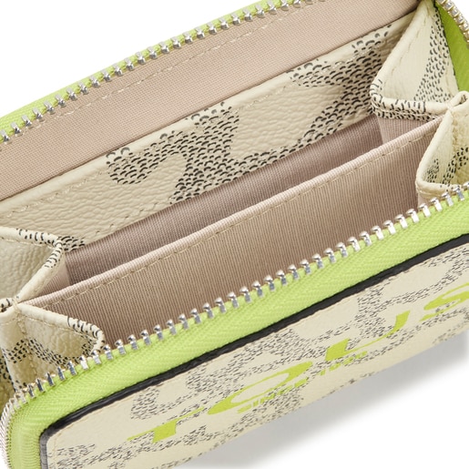 Medium beige and lime green Kaos Legacy Change purse