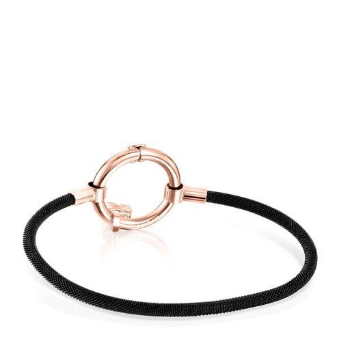 Rose Vermeil Silver and black IP Steel Hold Bracelet