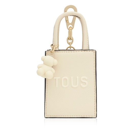 Llavero mini bolso pop beige