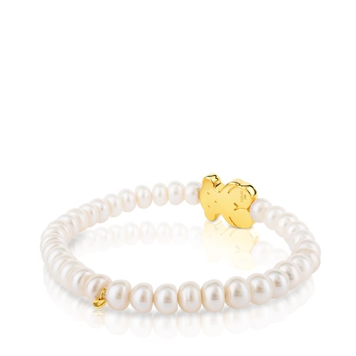 Gold Sweet Dolls Bracelet with pearls and big Bear motif