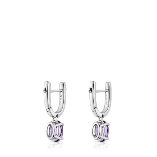 Silver Hoop earrings with amethyst and diamonds TOUS Basic Colors