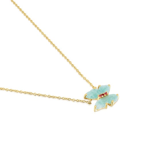 Ожерелье Vita из золота с амазонитом и рубином