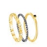 Lot de Bagues Ring Mix en Argent Vermeil, Argent dark silver et Spinelle