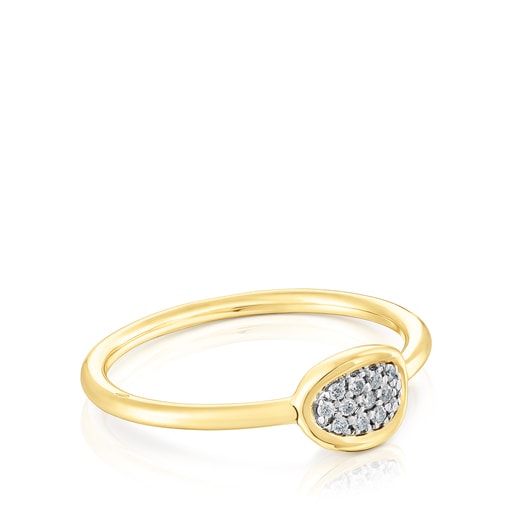 TOUS Hav ring gold with circle of diamonds