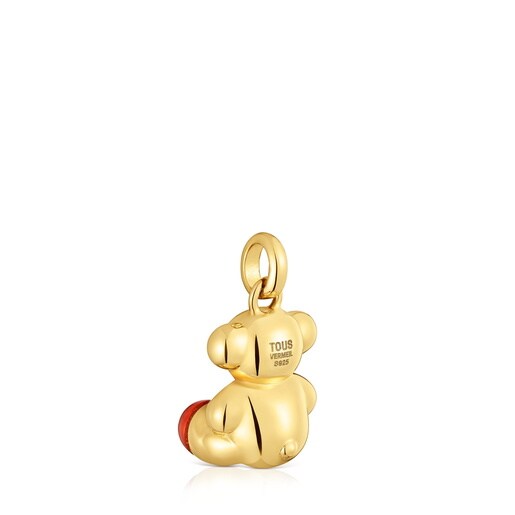 Colgante oso con baño de oro 18 kt sobre plata y cornalina Bold Bear