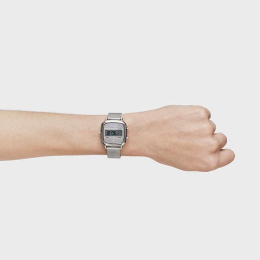 D-Logo New Digital watch with steel strap