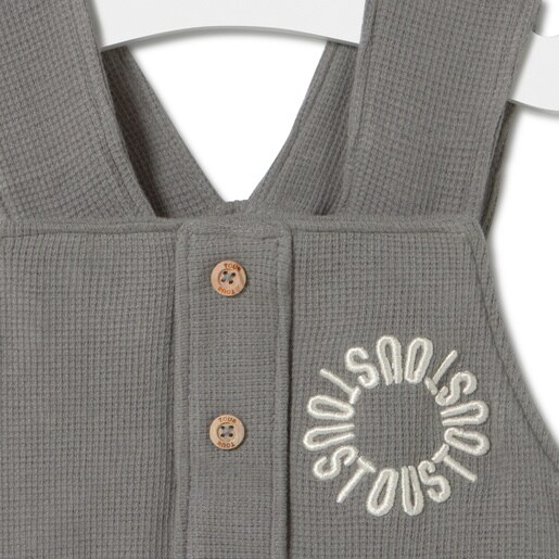 Piqué fabric baby romper in Classic grey