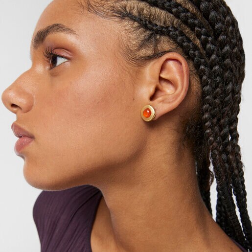 Aretes con baño de oro 18 kt sobre plata y cornalina Nattfall