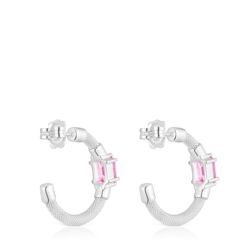 Aros aro de plata y zafiro creado en laboratorio TOUS Mesh LGG