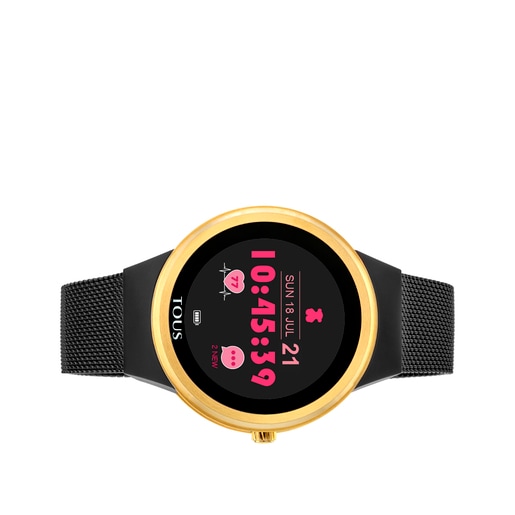 Gold-colored IP steel Rond Connect Watch with mesh strap