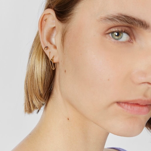 Gold-colored IP steel and amethyst Plump Piercing