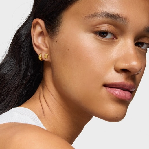 Earrings with bear and 18kt gold plating over silver Icon Metal